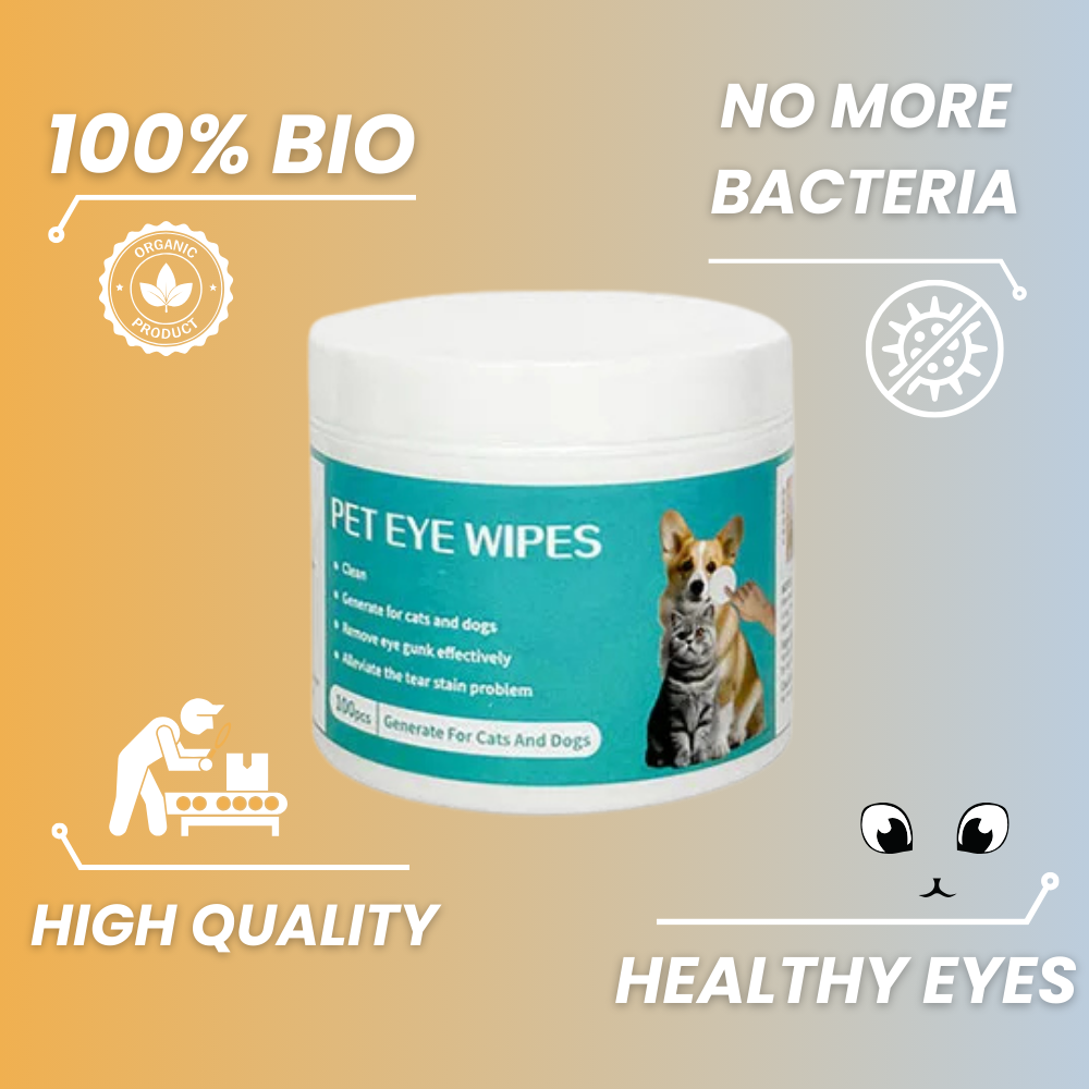 Dog Eye Wipes – Gentle Eyelid & Tear Stain Wipes for Dogs & Cats, front packet